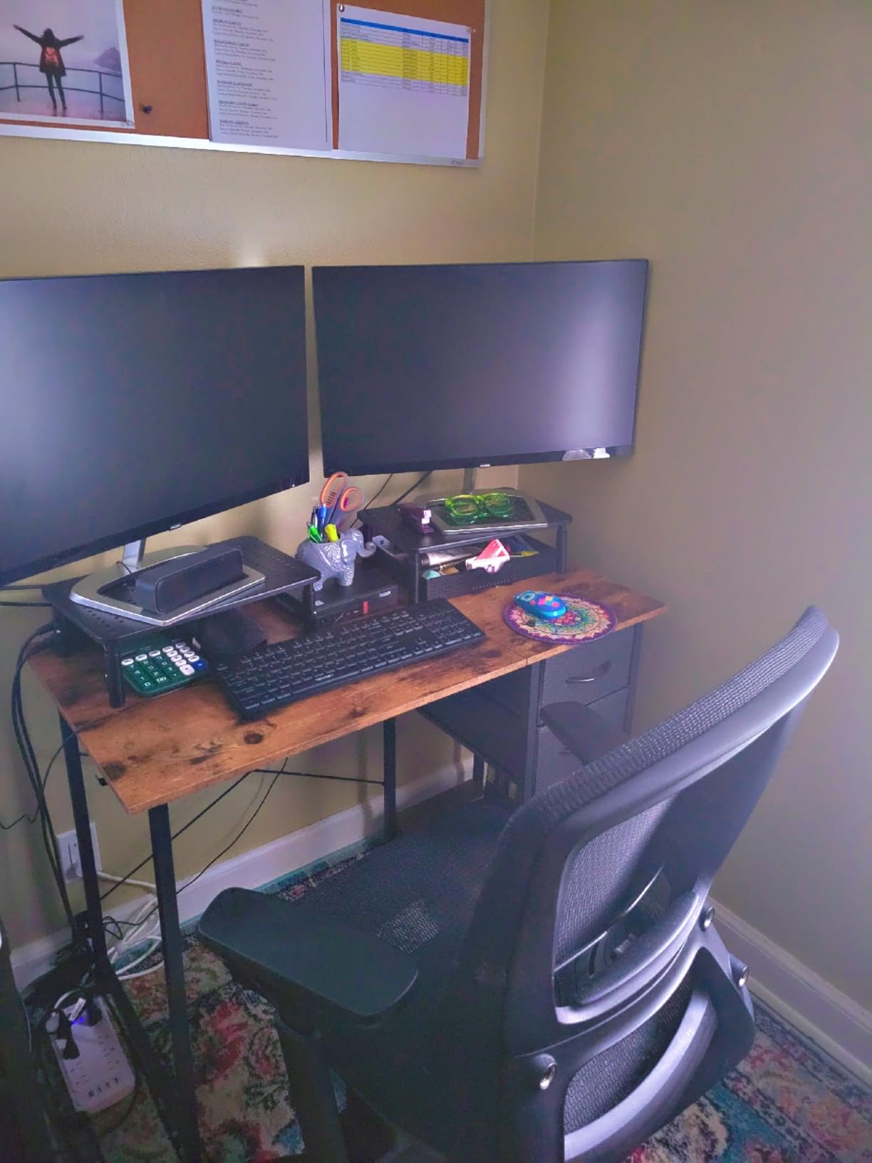Sweetcrispy 40-Inch Computer Desk with Drawers, Office Desk, Brown | Small Desk for Bedroom Home Office with Side Hook, Modern Simple desk with storage for Writing customer photo 1