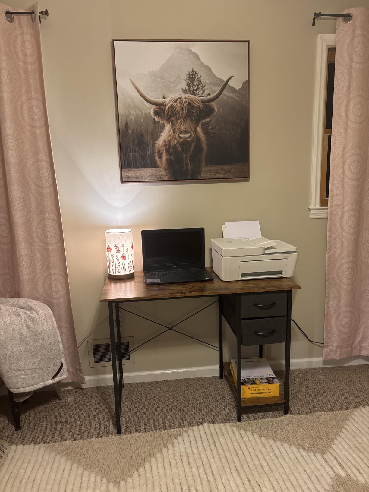 Sweetcrispy 40-Inch Computer Desk with Drawers, Office Desk, Brown | Small Desk for Bedroom Home Office with Side Hook, Modern Simple desk with storage for Writing customer photo 2