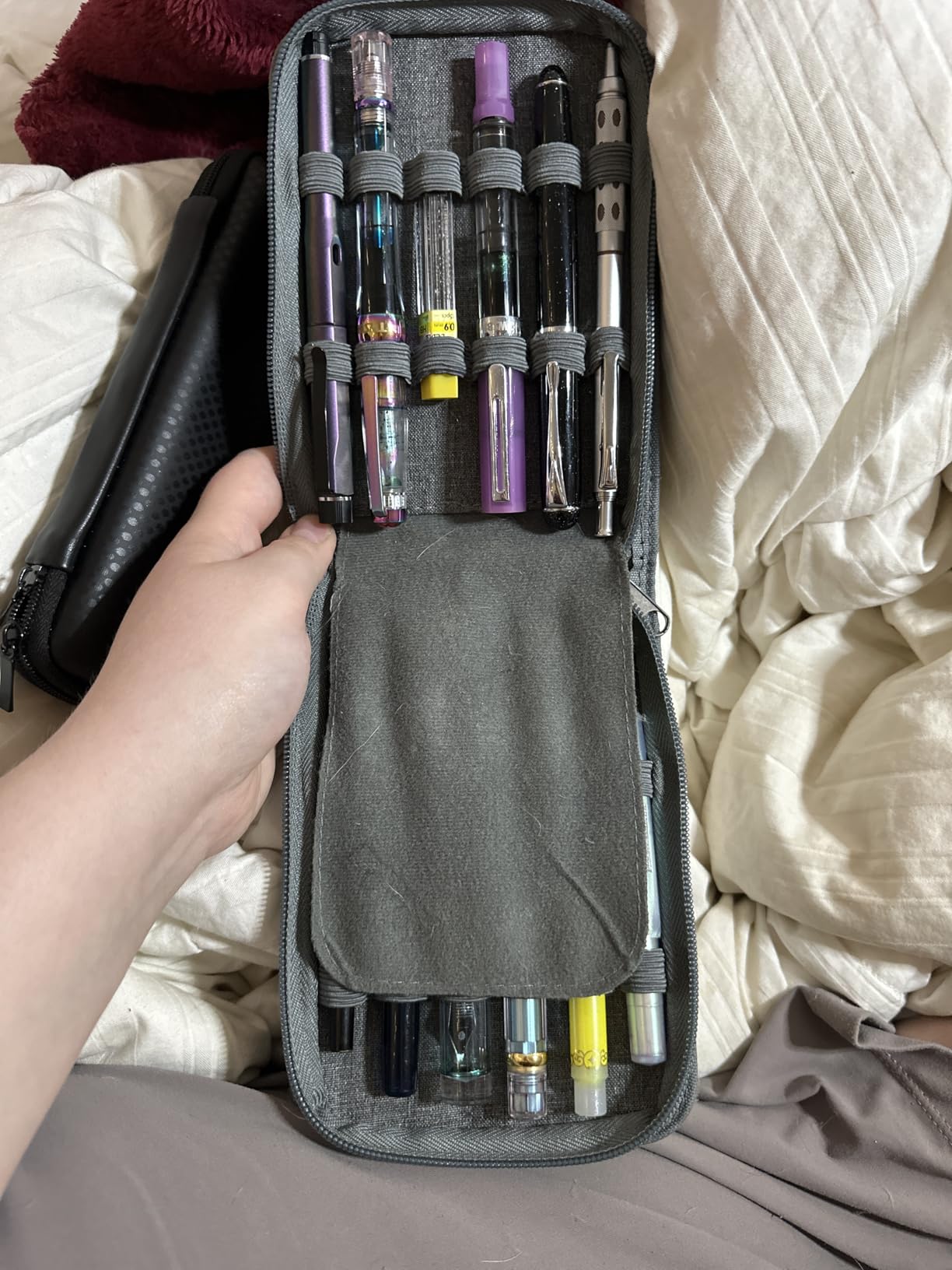 Lanxivi 12 Fountain Pen Case, Rollerball Pen Case Blue Color, Waterproof Canvas Pen Display Holder Organizer Bag customer photo 1