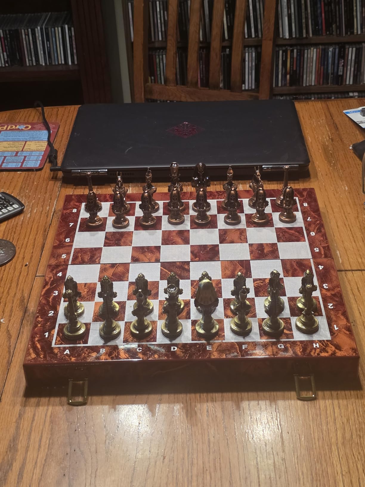 Large Egyptian Metal Chess Set for Adults - 15 Inch Foldable Wooden Chess Board with Weighted Antique Chess Pieces customer photo 1