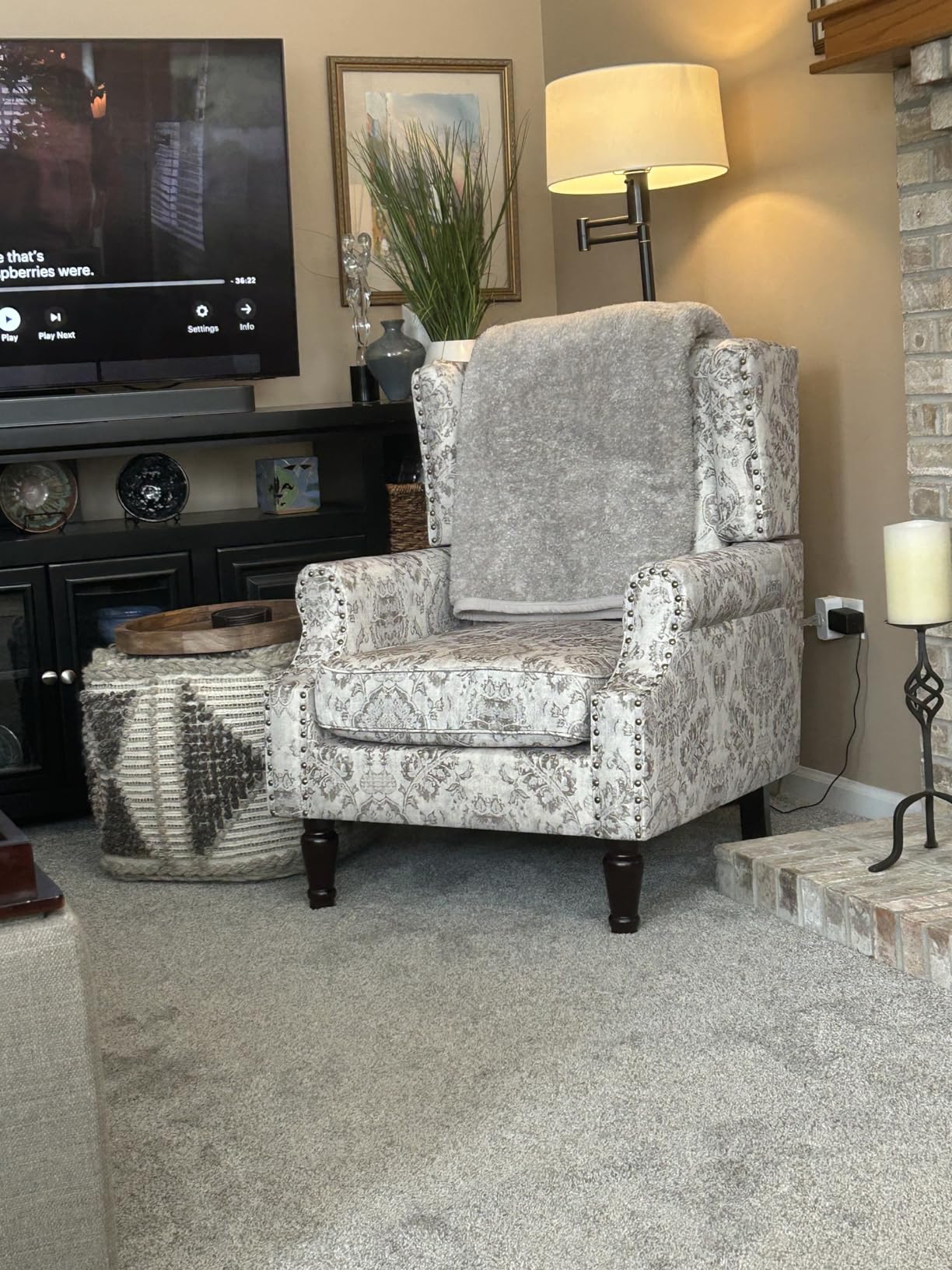 Wingback Accent Chair, High Back Armchair for Living Room, Beige | Ergonomic Design | Linen Fabric | High-Resilient Foam Seat | Solid Wood Legs | for Living Room Bedroom | Easy to Assembly customer photo 2