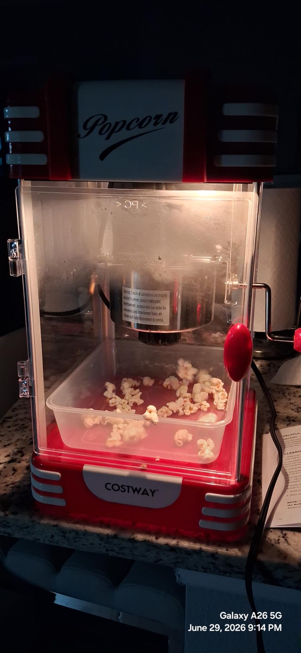 COSTWAY Popcorn Machine, Theater Style Countertop Popcorn Maker | Stainless Steel Kettle, Halogen Light, Kernel & Oil Scoops, Removable Serving Tray for Home Party, Movie Night, ETL Certified customer photo 1
