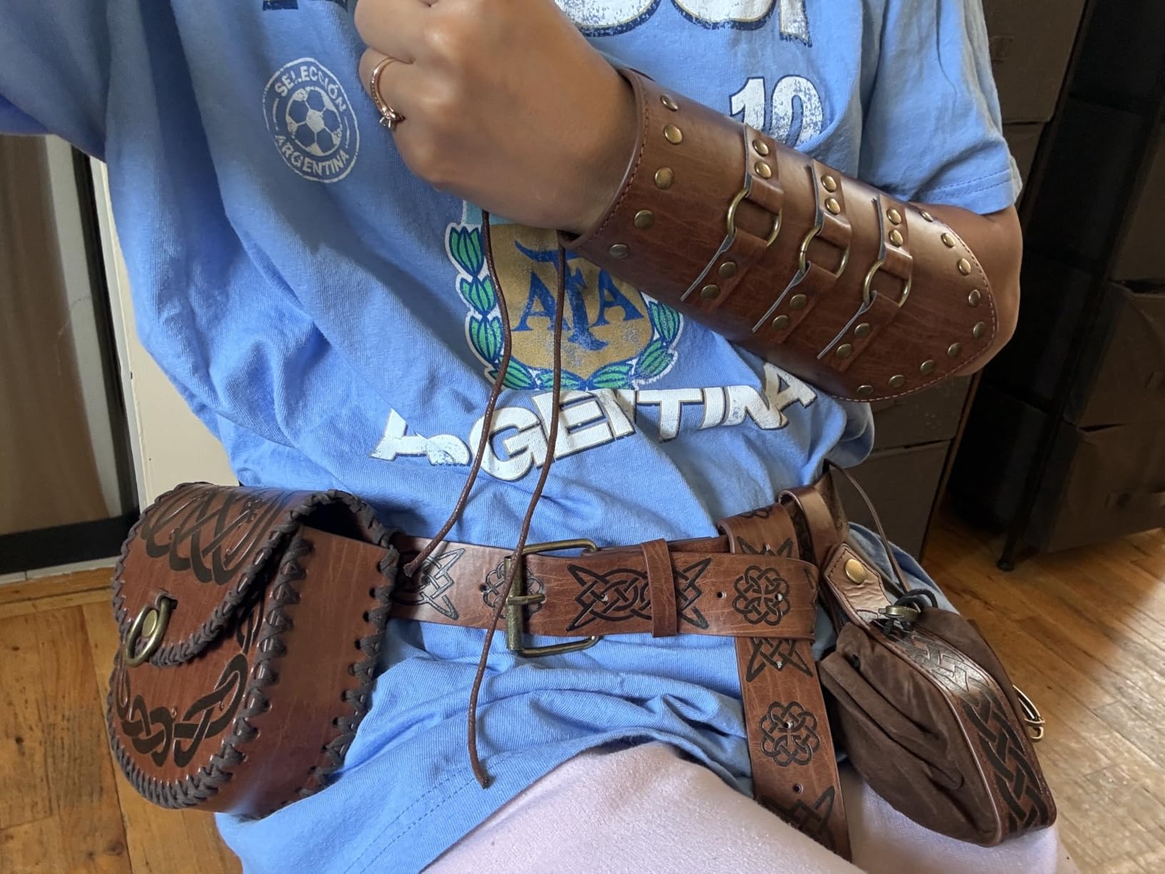 Renaissance Viking Pirate Belt Pouch 4pcs Brown customer photo 1