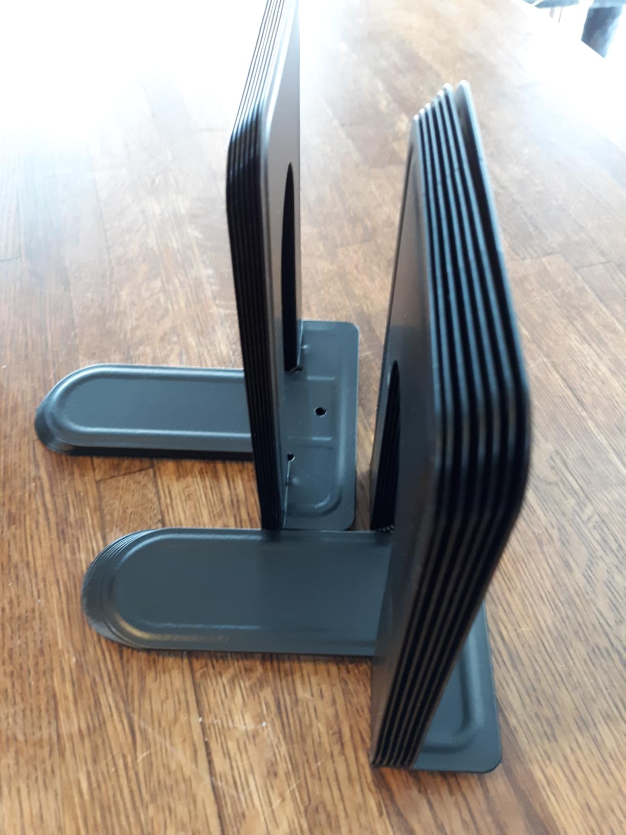 Book Ends, Heavy Duty Bookends to Hold Books, Metal Bookends | Book Ends for Home Office Decorative, Black 6.5 x 5 x 5.7 in, 7 Pair/ 14Piece customer photo 1