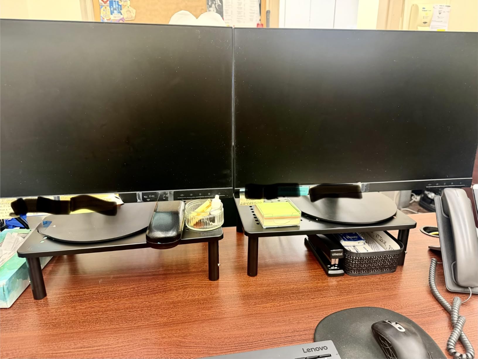 WALI Computer Monitor Stand for Desk, Adjustable Laptop Riser, Desk Monitor Stand Underneath Storage for Office, School Supplies (PTT001-B), 1 Pack, Black customer photo 2