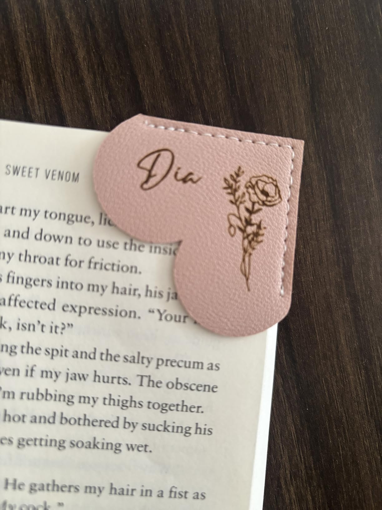 EDSG Personalized Magnetic Bookmarks, Leather Bookmark Clip with Birth Flower & Name, Custom Bookmarks for Book Lovers, Reader, Teacher, Book Mark for Women Men Christmas (Purple-Magnetic V1) customer photo 1