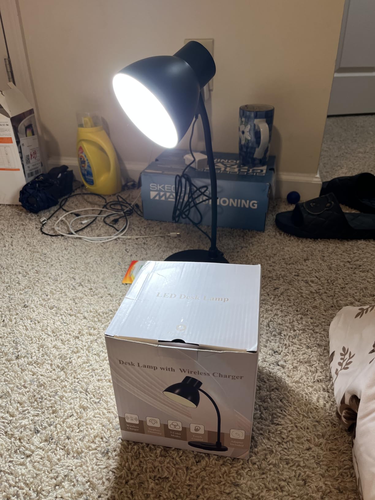 LED Desk Lamp for Home Office with Wireless Charger, 3 Color Modes Dimmable Eye-Caring Study Reading Desk Lamp, 360° Flexible Arm, 800 Lumen customer photo 1