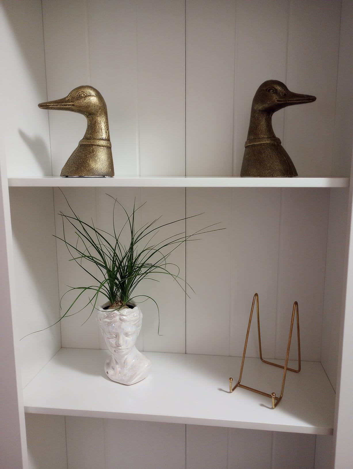 Vintage Brass Color Decorative Distressed Cast Metal Duck Head Bookends, Metal Duck Book Ends for Shelves, 5.91 x 4.33 x 3.35 Inches, Rustic Vintage Home Office Organizer Set of 2 customer photo 2