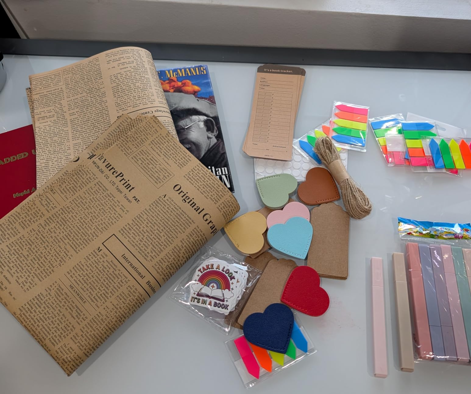 8 Set Blind Date with a Book Supplies Kit for Making DIY Book Lovers Gifts | Wrapping Paper, Heart Bookmarks, Book Tracker, Annotation Kit. Mystery Book Box for Book Club Members (Books Not Included) customer photo 1