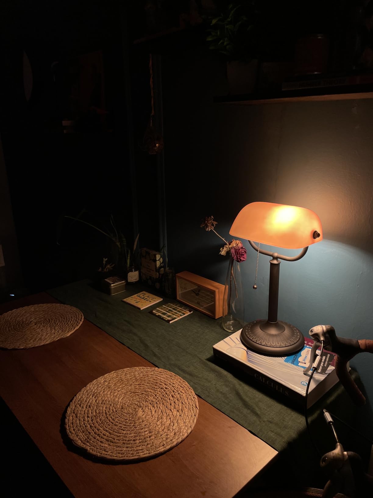 1-Minute Quick-Change Shade Matted Amber Glass Bankers Desk Lamp | Antique Plug in Fixture for Study Office Library,LED Bulb Included customer photo 2