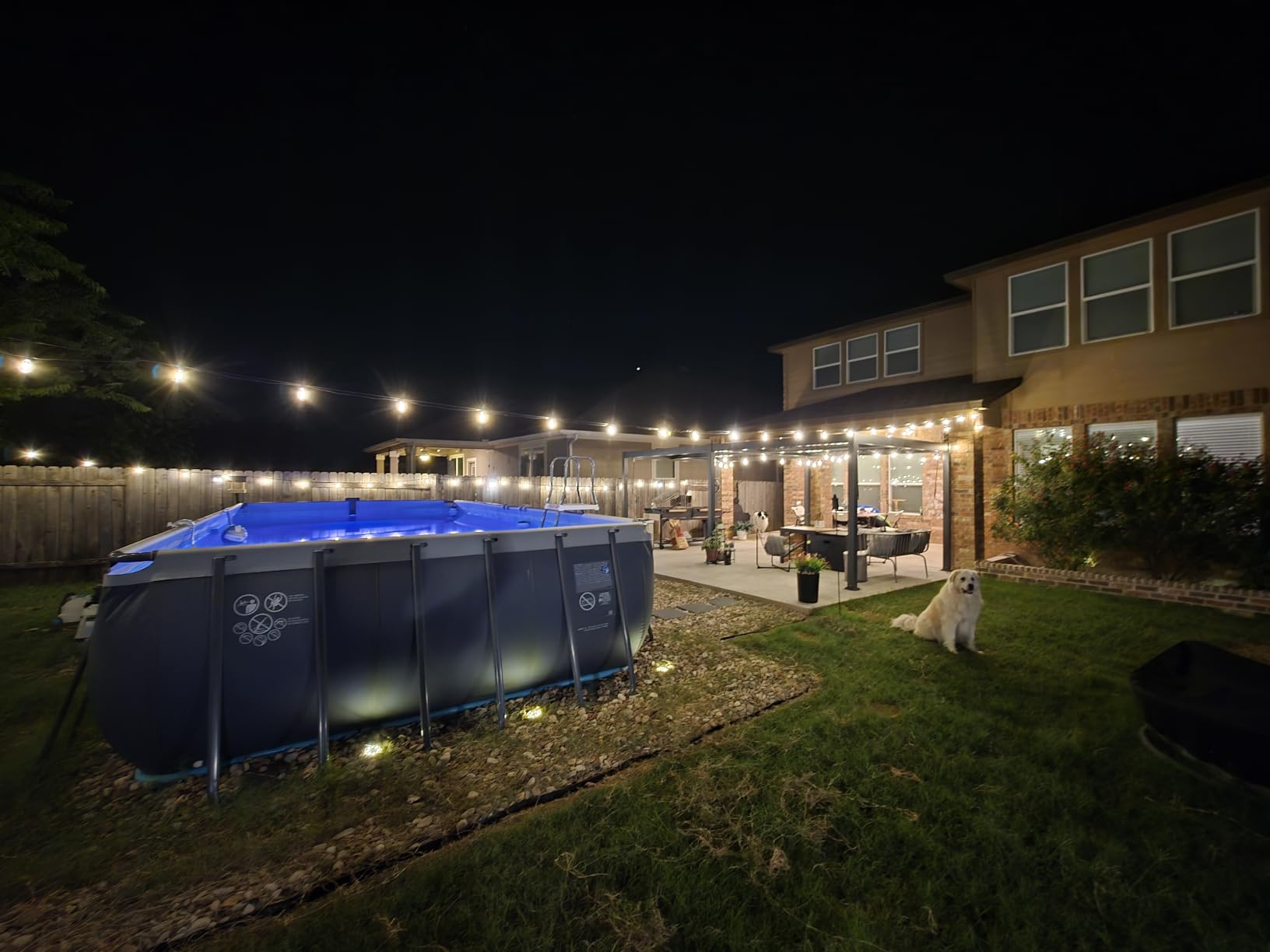 GPATIO 100FT Outdoor String Lights, ST38 Bulbs Shatterproof Patio Lights, IP65 Waterproof Dimmable LED customer photo 1