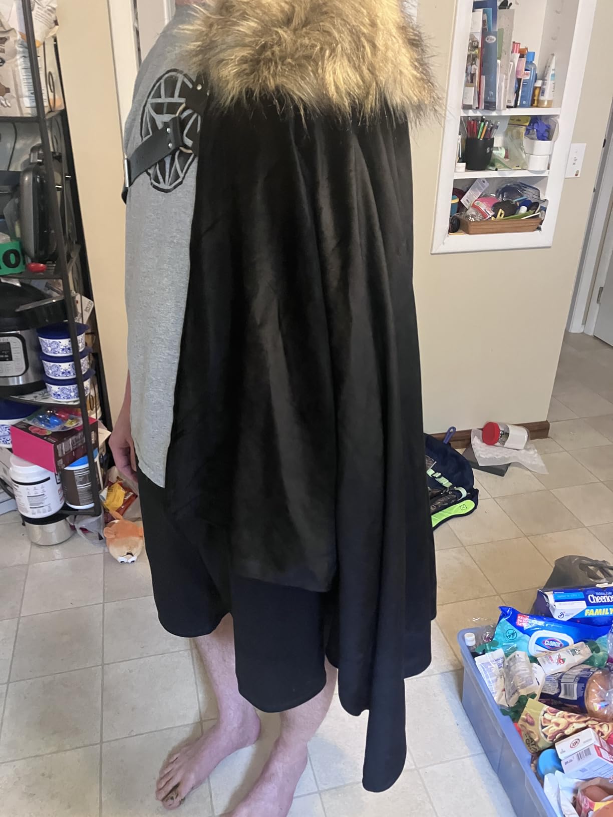 Viking Cloak Medieval Renaissance Fur Shoulder Cape for Cosplay | Faux Fur & Velvet, Half Cloak, Unisex, Halloween, LARP, Ren Faire, Fantasy Warrior Knight Samurai Barbarian Costume customer photo 1