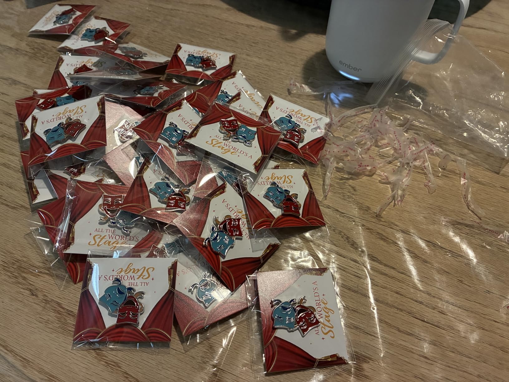 Huquary 36 Set Drama Mask Theater Pins with Greeting Cards, Comedy Tragedy Faces Lapel Badges customer photo 1