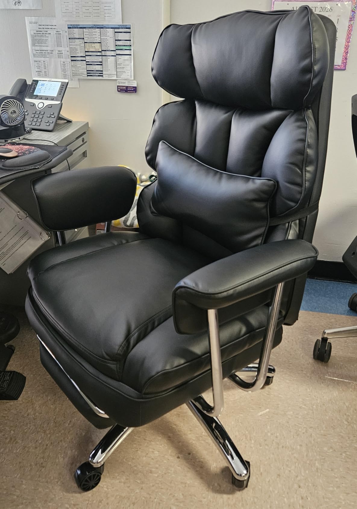 DUMOS Ergonomic Home Office Desk Chair, Executive Chair, PU Leather | Big Tall High Back, Lumbar Support, Reclining Height Adjustable, Computer Gaming, Footrest Swivel Wheels, Brown customer photo 1