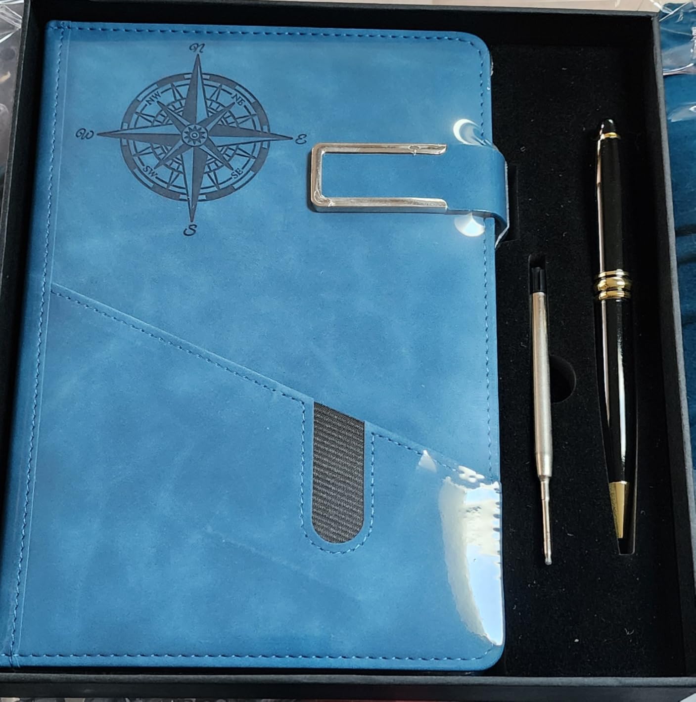 Deluxe College Ruled Notebook Set with Pen & Gift Box, Leather Journal, A5 | Gift-Ready Compass Diary, 256 Pages, 100gsm No-Bleed Paper customer photo 1