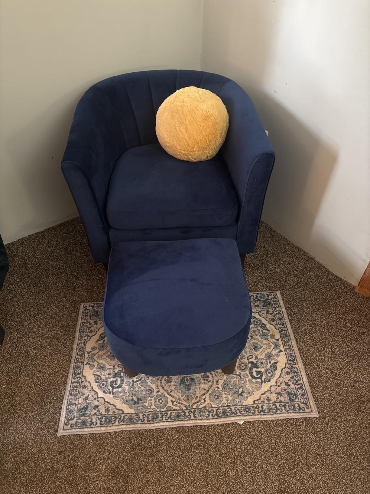 LINSY Accent Chair with Ottoman, Modern Armchair Comfy Barrel Reading Chair with Footrest for Living Room Bedroom Reading Room customer photo 1