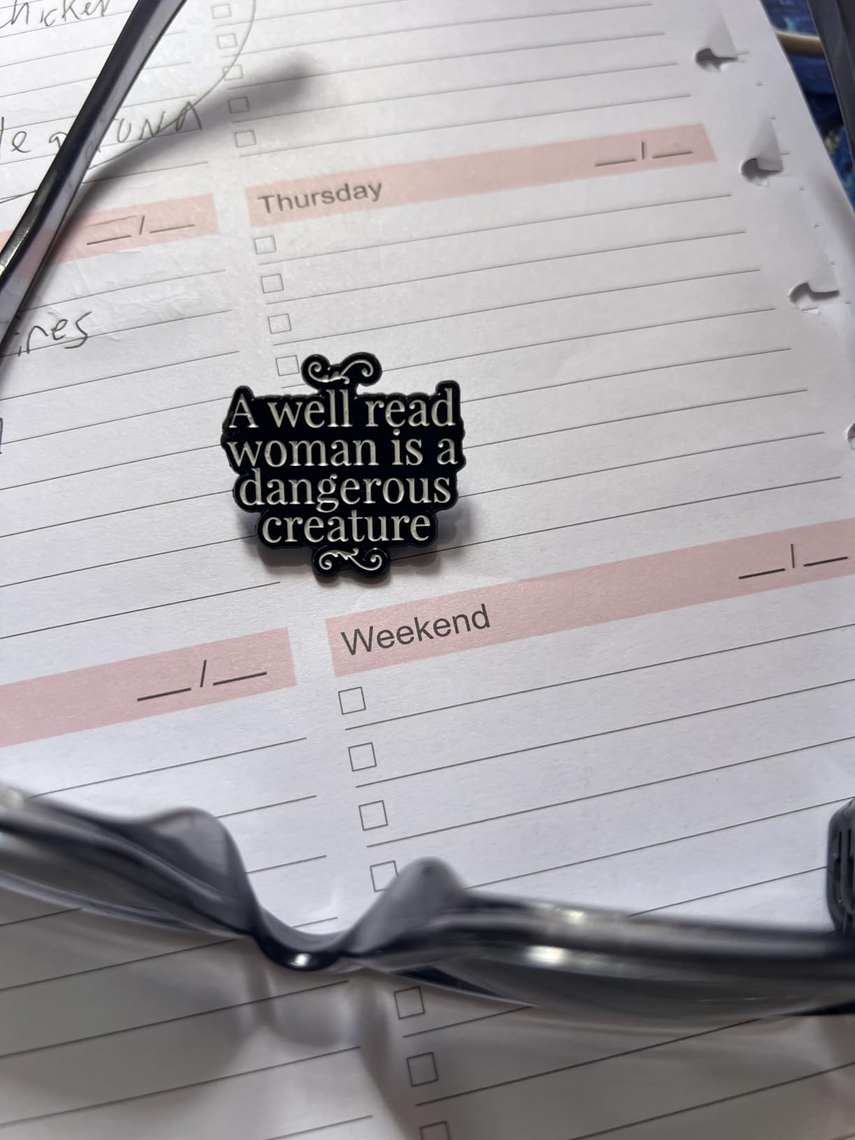 A Well Read Woman Is A Dangerous Creature Enamel Pin, Feminist Quote Brooch Lapel Pin, Black White Hard Enamel Pin Badge for Book Lovers customer photo 1