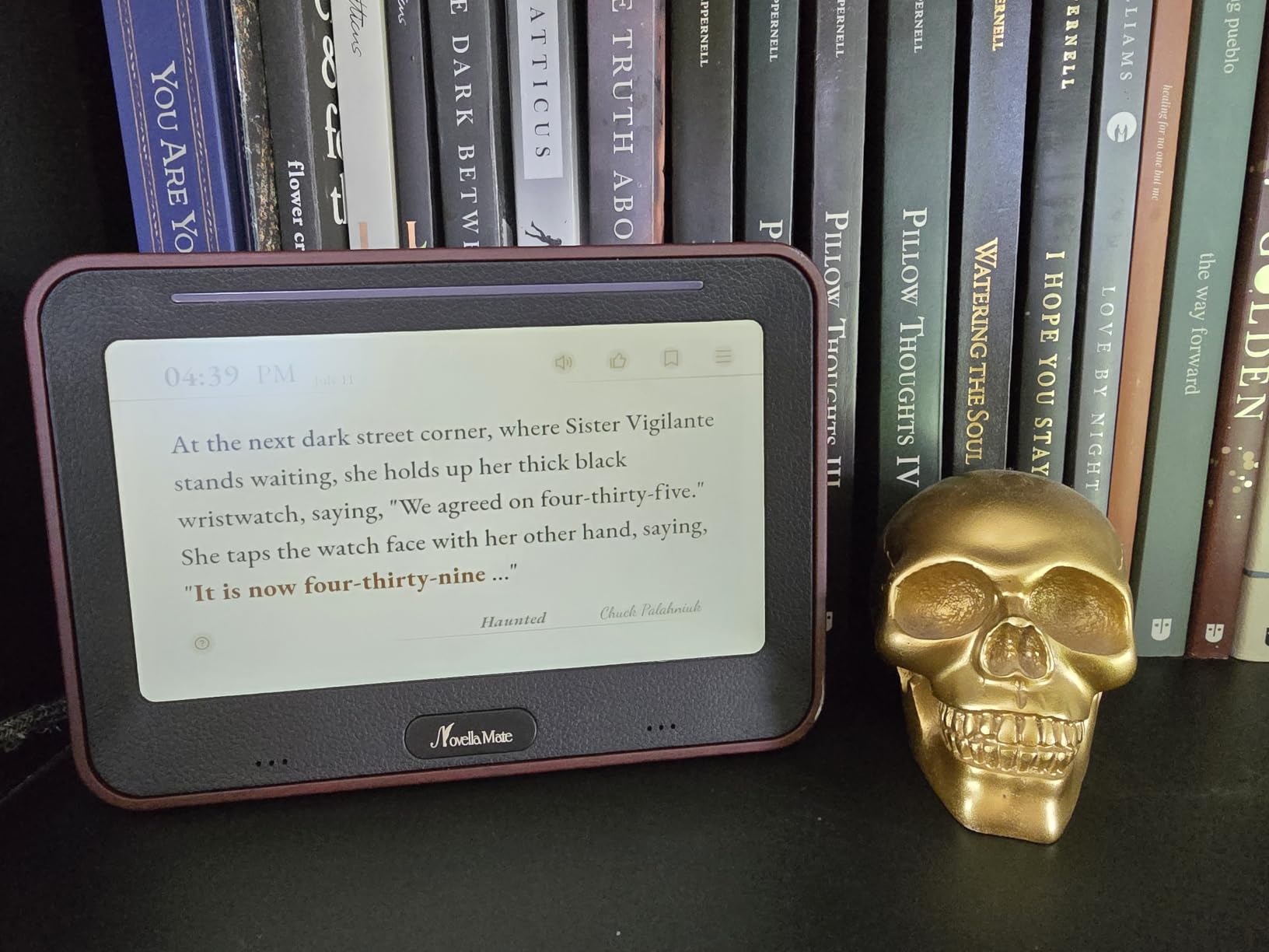 Literary Quote Clock with Time Quotes,Weather Quotes,Inspiration Quotes & Custom Quotes | Gentle Alarm & Night Mode | Personalized Gift for Writers and Book Lovers Essential customer photo 1