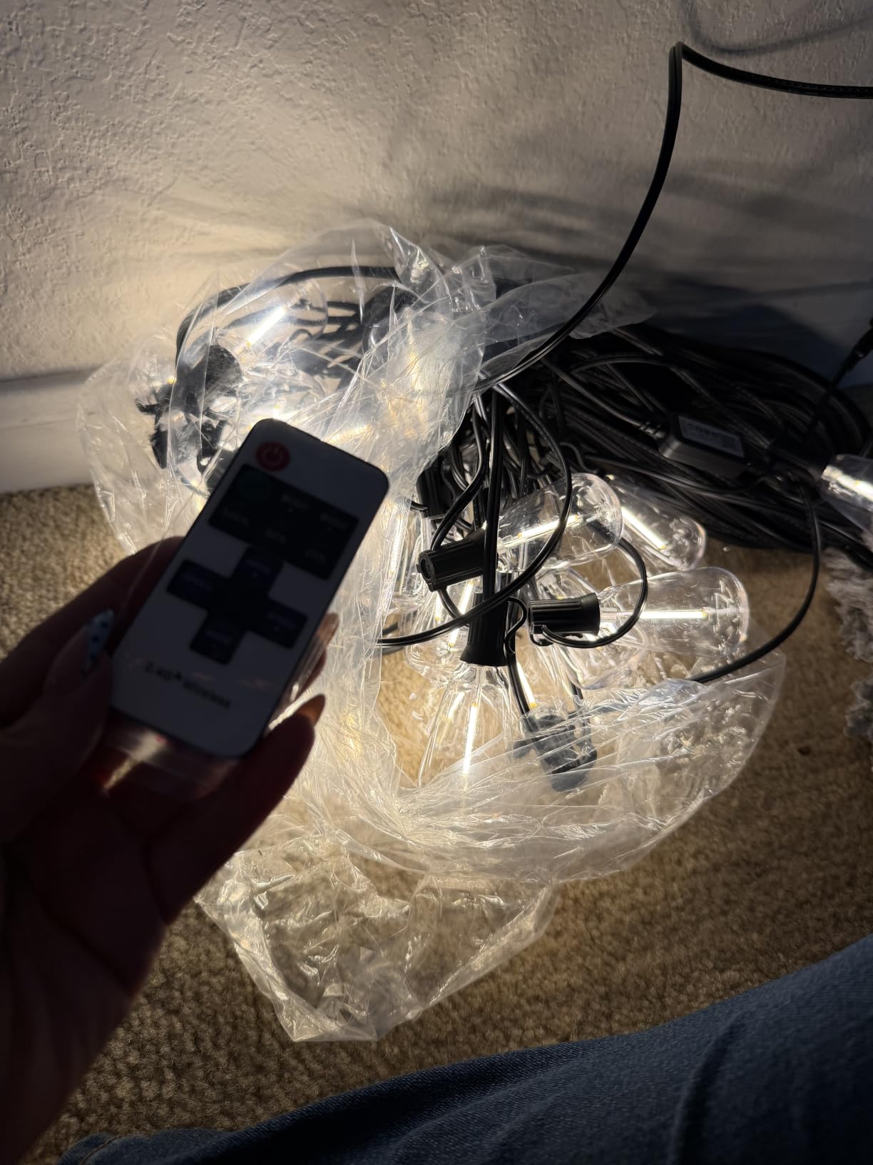 Ecoeve 100FT Outdoor String Lights with Smart App & Remote Control, Warm White Waterproof LED Bulbs customer photo 1