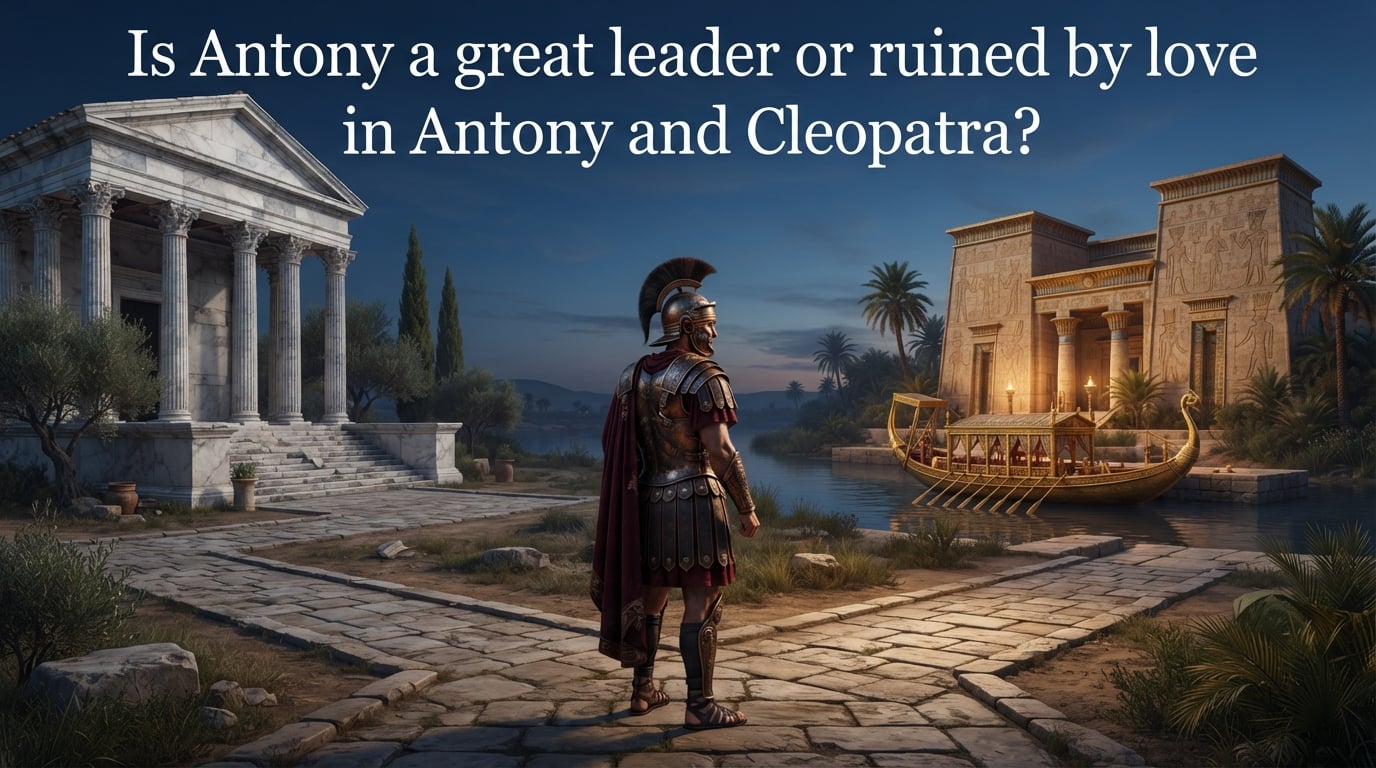 Is Antony a great leader or ruined by love in Antony and Cleopatra?