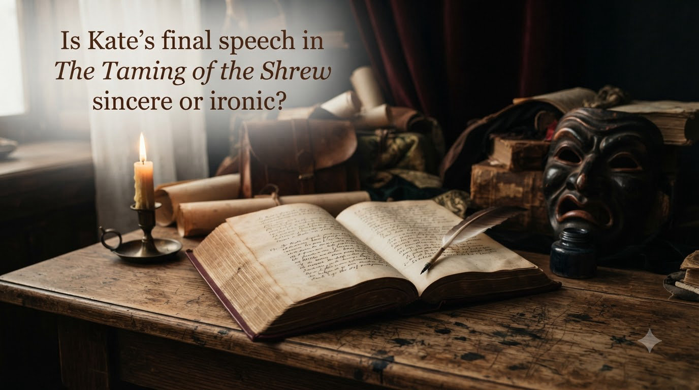 Is Kate's final speech in The Taming of the Shrew sincere or ironic?