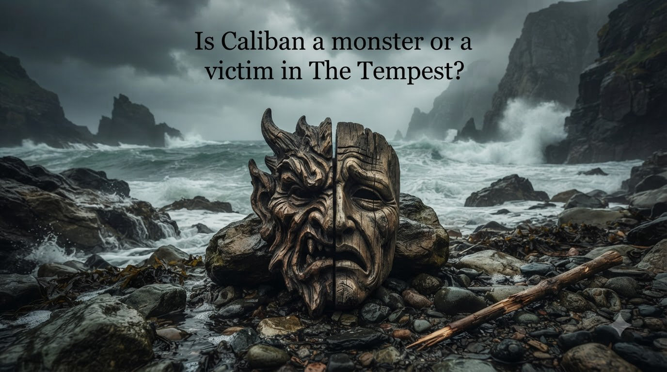 Is Caliban a monster or a victim in The Tempest?