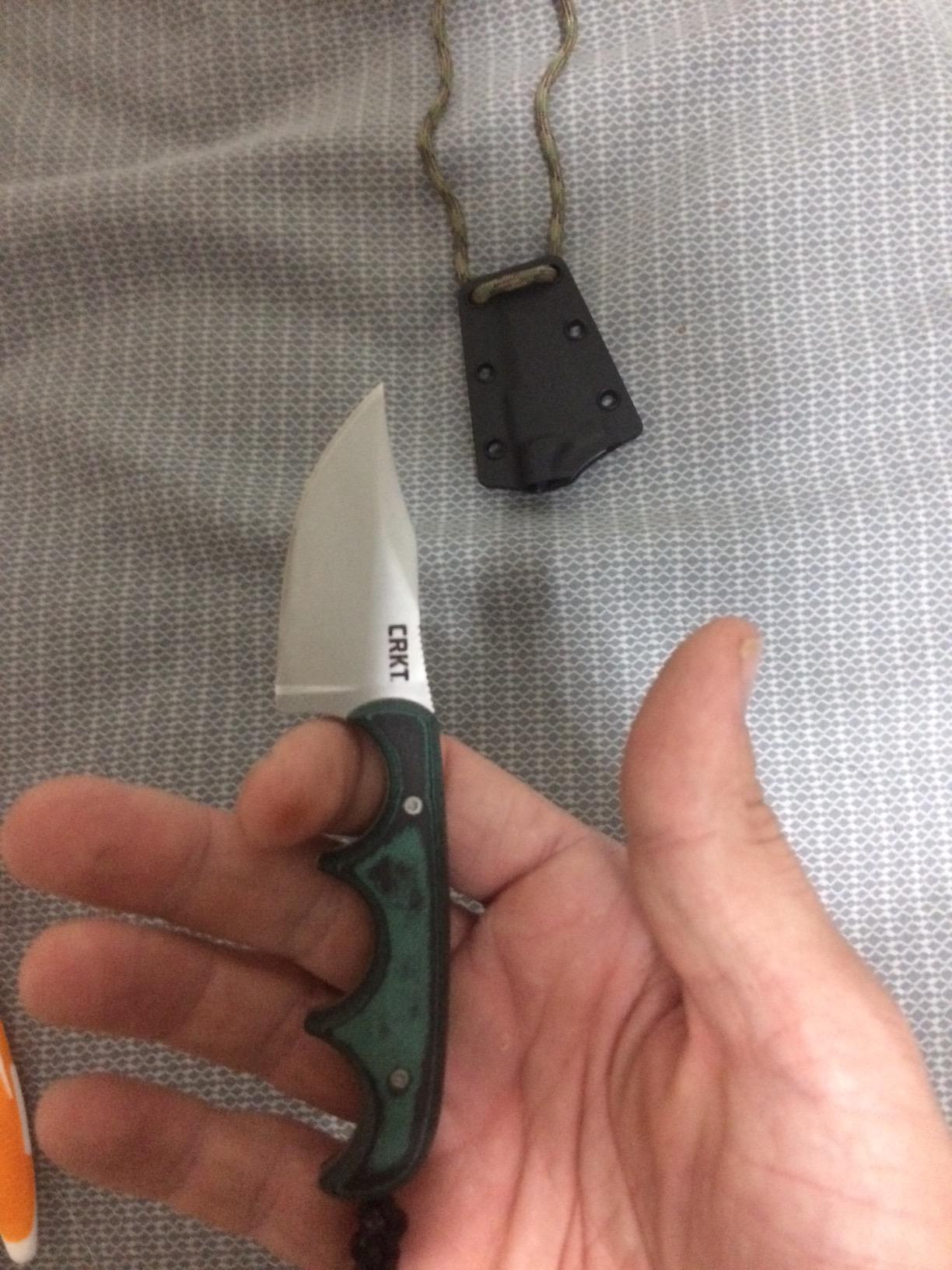 CRKT Minimalist Bowie Outdoor Fixed Blade Knife with Sheath, Green, 2387 | 2.12