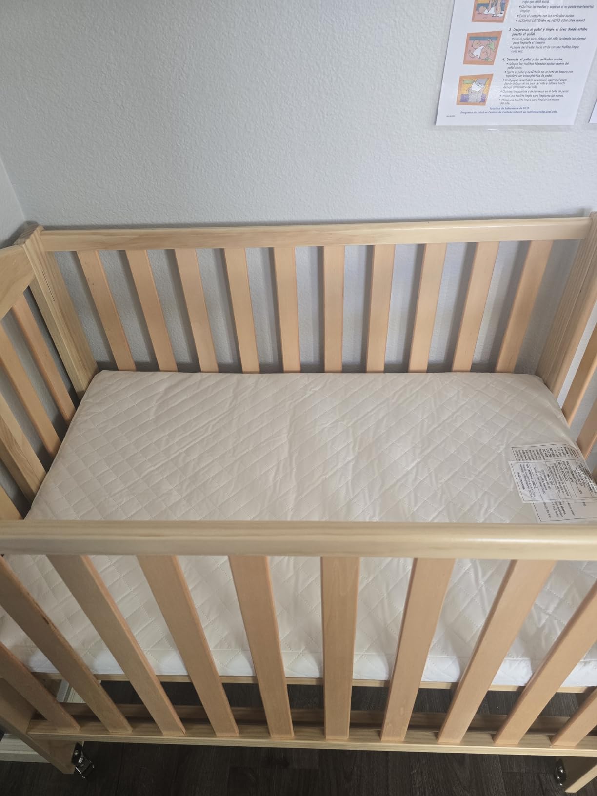 Dream On Me 2-in-1 Portable Mini Crib, Non-Full Size Baby Crib for Small Spaces, 2 Mattress Heights, Compact Travel Design, Includes Mattress, GREENGUARD Gold & BSA Certified, Natural customer photo 2