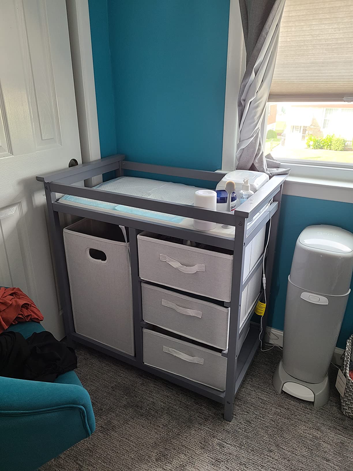 Badger Basket Baby Changing Table with Laundry Hamper & Storage - White customer photo 1