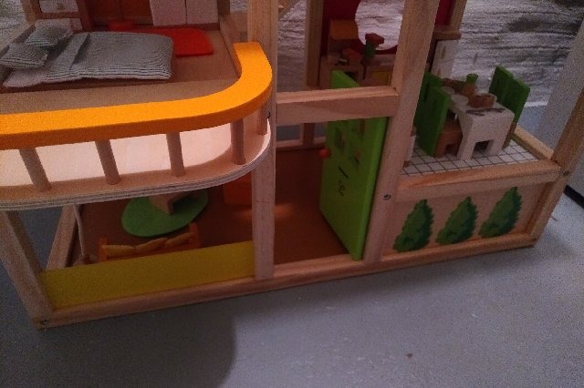 All Seasons Kids Wooden Dollhouse by Hape | Award Winning 3 Story Dolls House Toy with Furniture, Accessories, Movable Stairs and Reversible Season Theme L: 23.6, W: 11.8, H: 28.9 inch customer photo 2