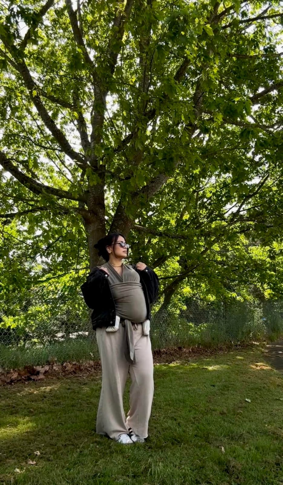 Boba Baby Wrap Carrier - Stretch Cotton Newborn Sling, Grey | Breathable, Hands-Free Babywearing Carrier Wrap; ergonomic, secure hold for newborn to toddler 7-35 lbs customer photo 1
