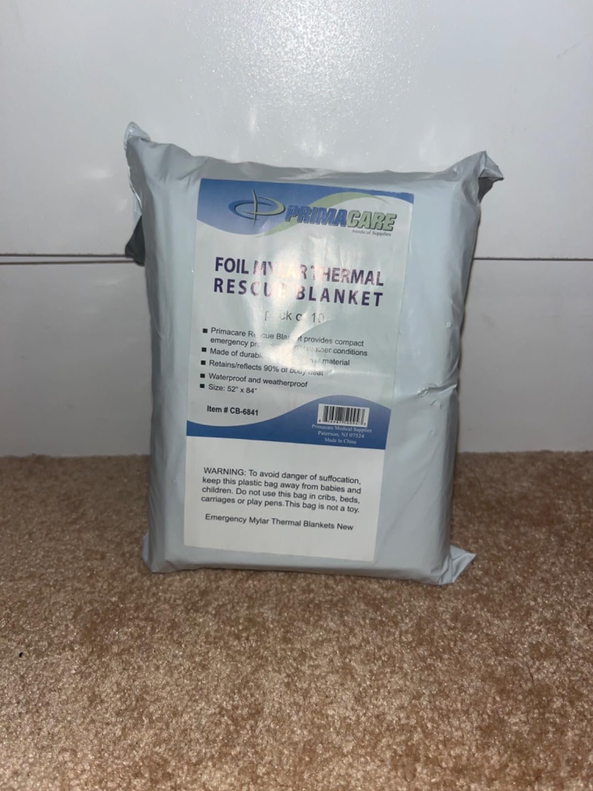 Primacare HB-10 Emergency Mylar Thermal Blankets - 10 Pack, 84