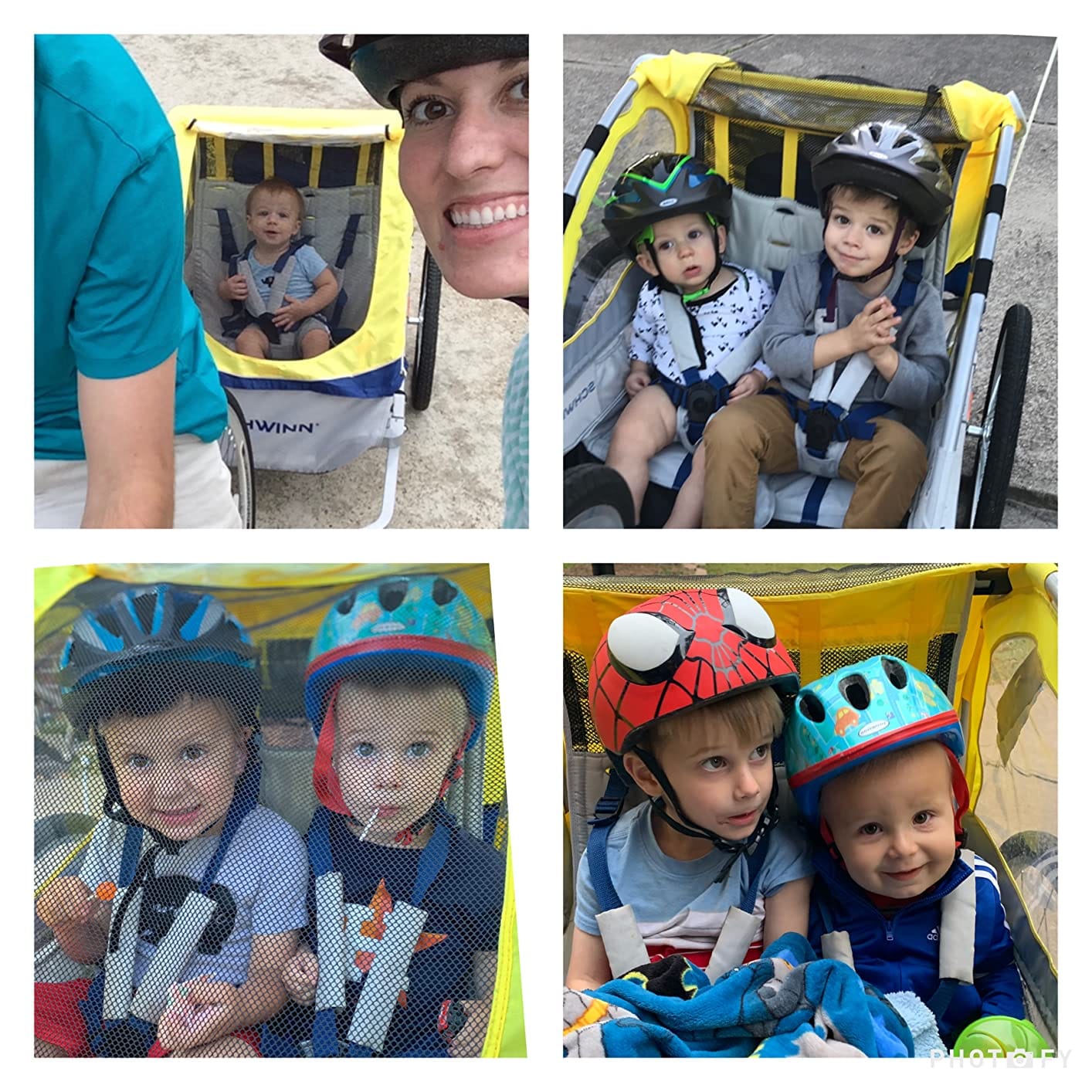 Schwinn Echo Child Bike Trailer, Max of 2 Children with Total Weight of 80 lbs., Canopy, 20-Inch Air-Filled Tires, Yellow/Grey customer photo 2