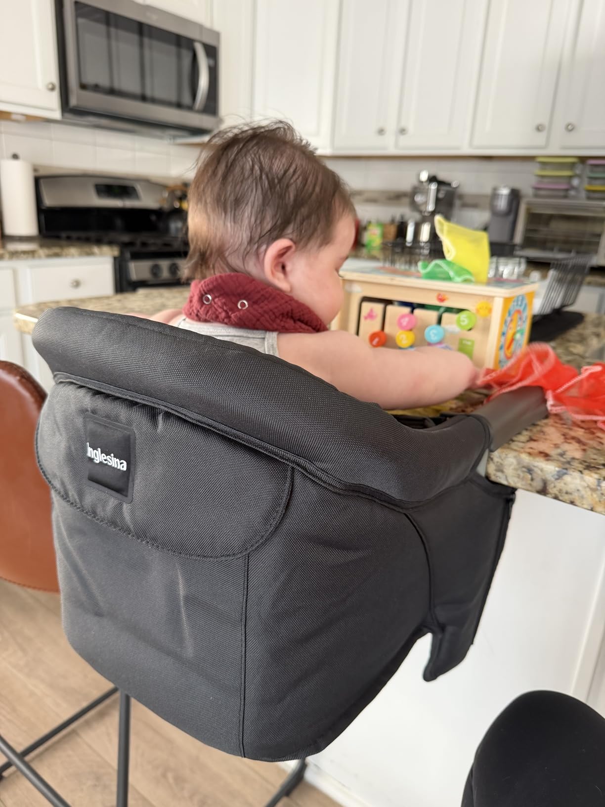 Inglesina Fast Table Chair, Black - Portable Baby High Chair - for Babies & Toddlers up to 37 lbs - Collapsible Design - Fits Tables 0.8'' to 3.5'' Thick customer photo 1