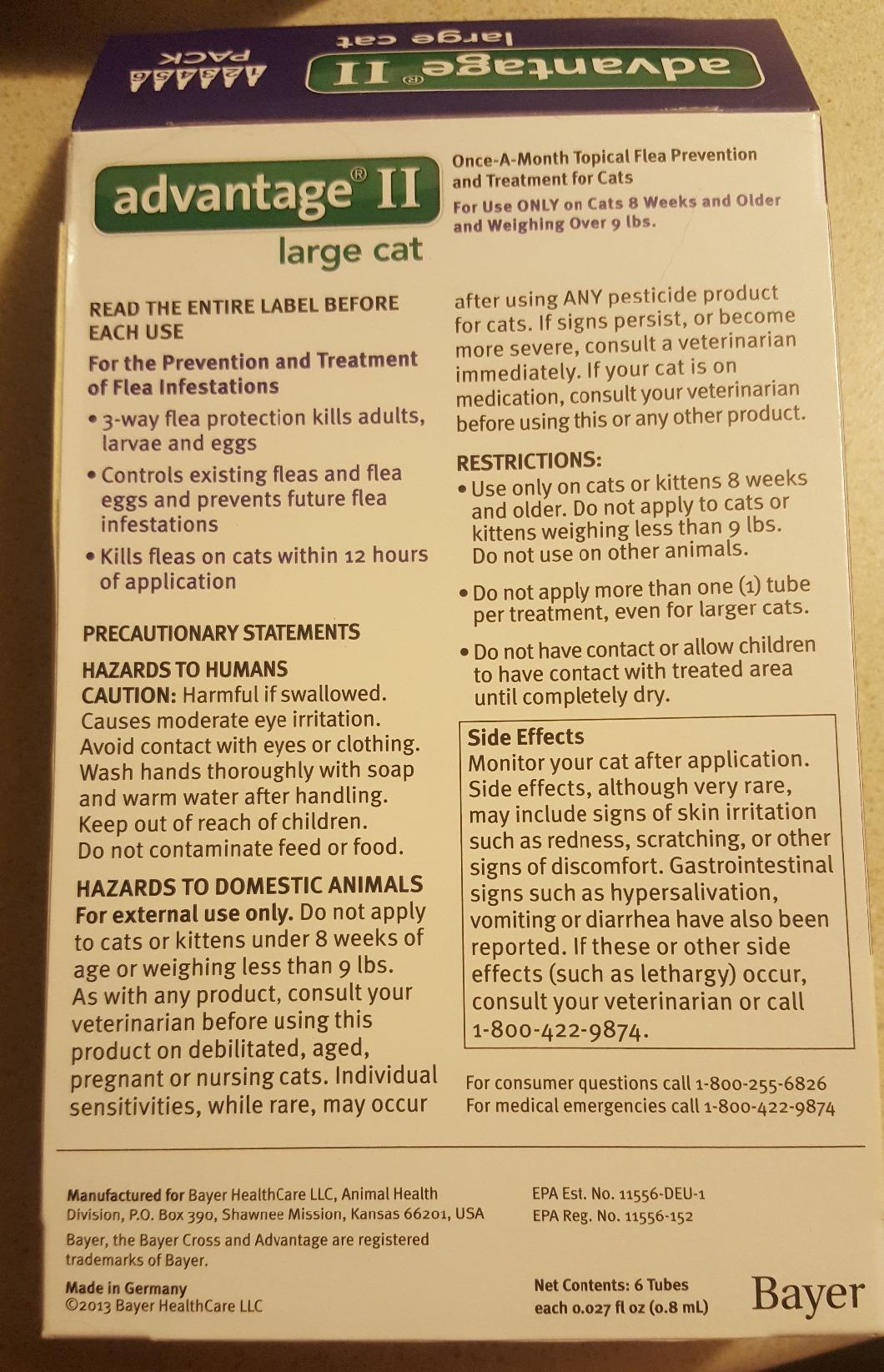 Advantage II Large Cat Vet-Recommended Flea Treatment & Prevention | Cats Over 9 lbs. | 2-Month Supply customer photo 1