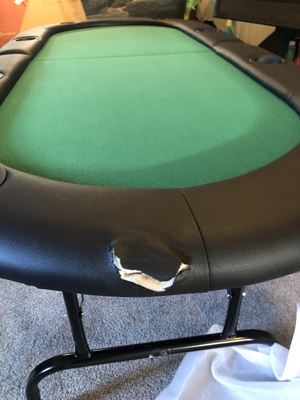 GIANTEX 8 Player Poker Table Foldable, Folding Card Board Game Table w/8 Cup Holders & Comfy Armrests, Casino Grade Felt, Portable Oval Texas Holdem Blackjack Poker Tables, No Assemble Required customer photo 1