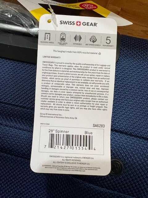 SwissGear Sion Softside Expandable Spinner Luggage Durable Lightweight Travel Suitcase, Black, Checked-Large customer photo 2