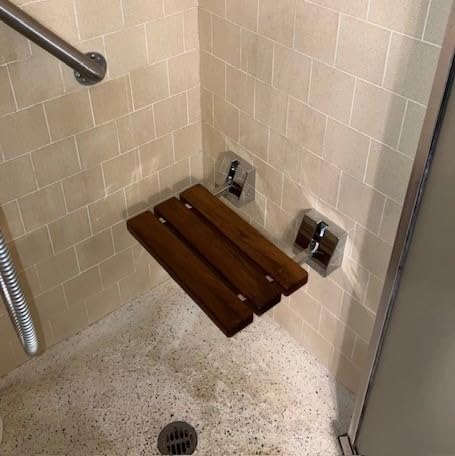 Folding Shower Seat - Wall Mounted - 16 Inch - Fold Down - Teak customer photo 1