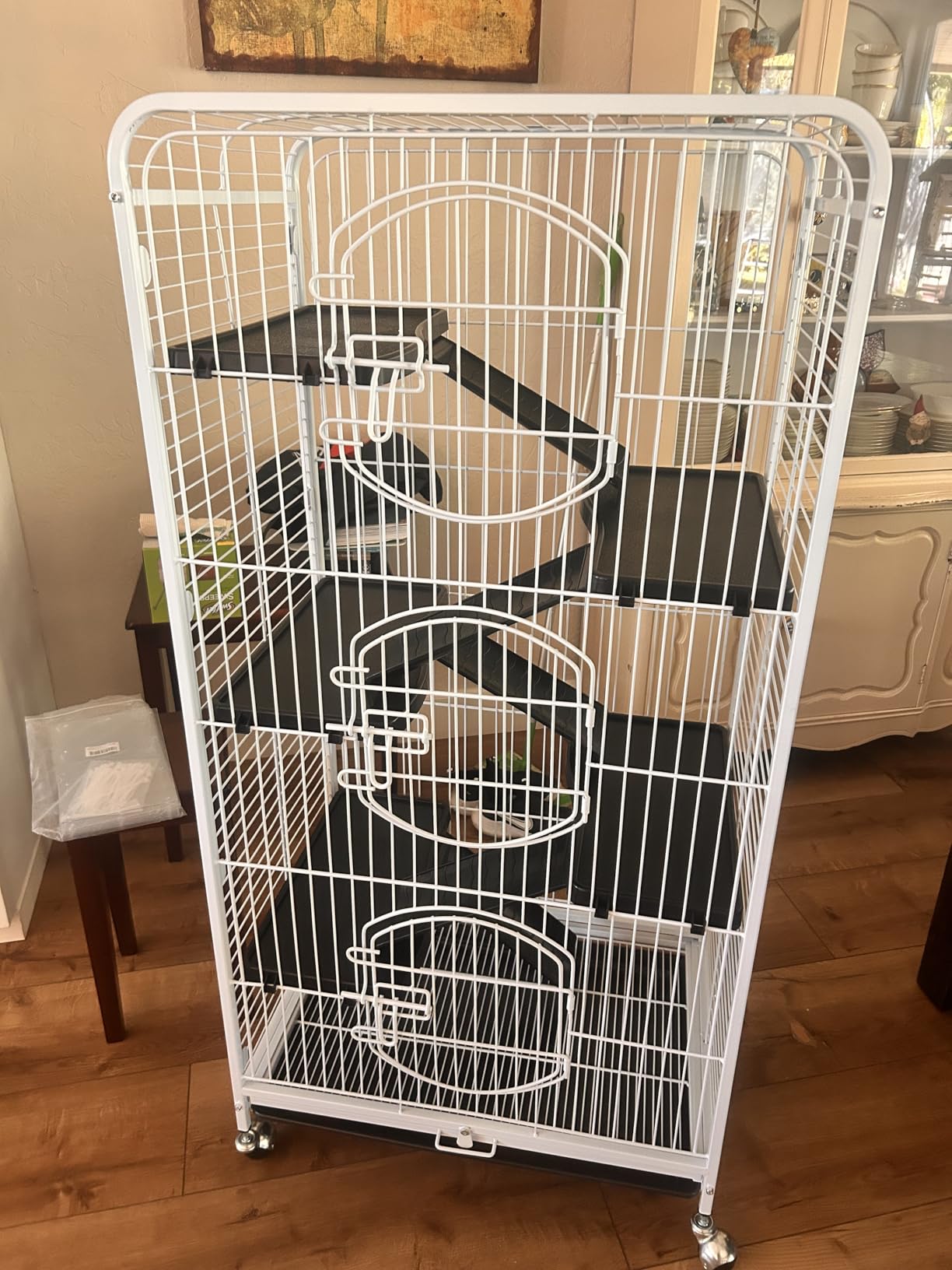 Yaheetech 52-inch Ferret Cage 6 Level Metal Rat Cage with 3 Front Doors/Feeder/Wheels Small Animal Cage for Ferret/Chinchilla/Bunny/Rabbit/Squirrel, Black customer photo 2