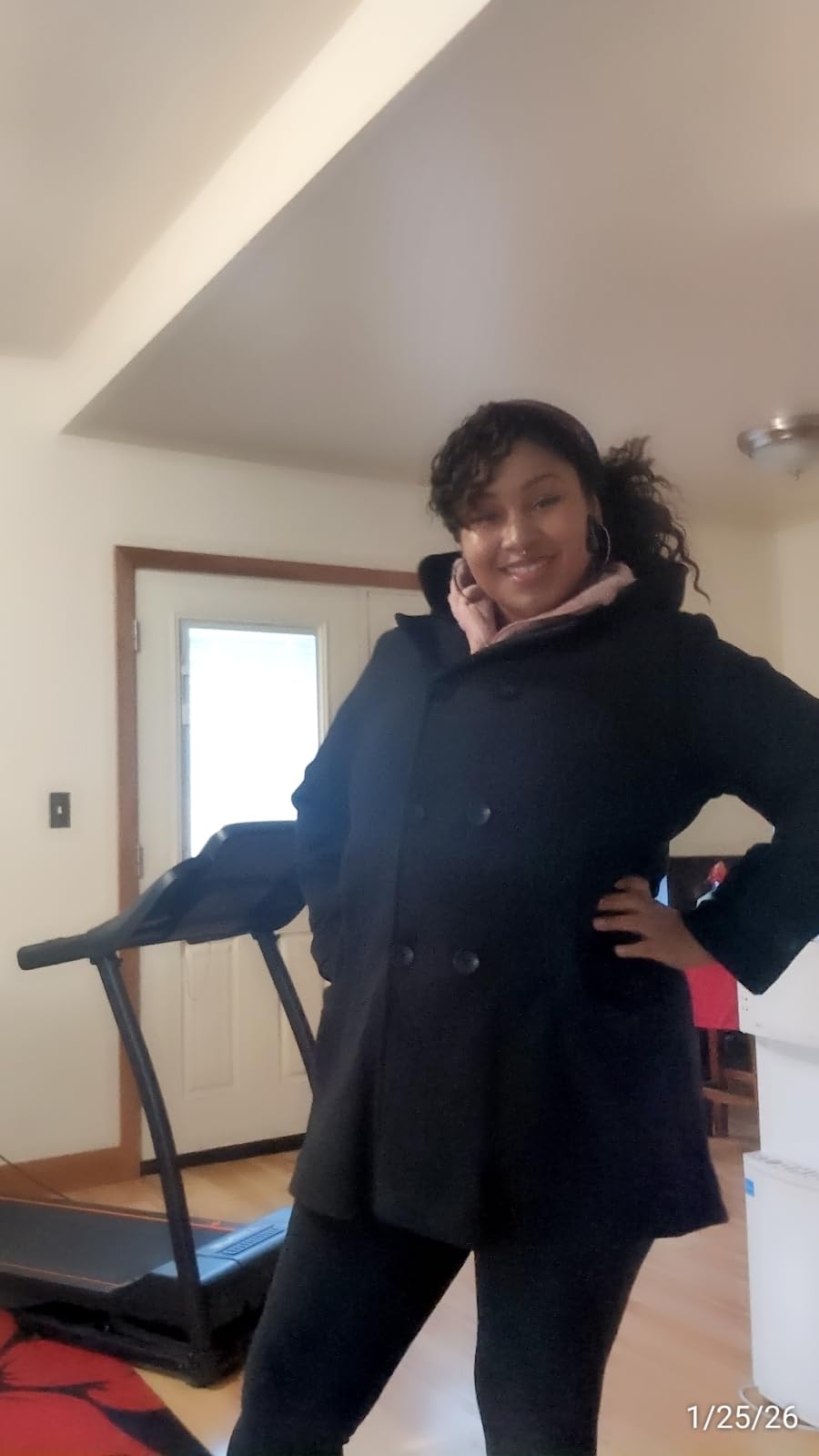 Tanming Women's Hooded Wool Blend Coat Mid Long Peacoats customer photo 1