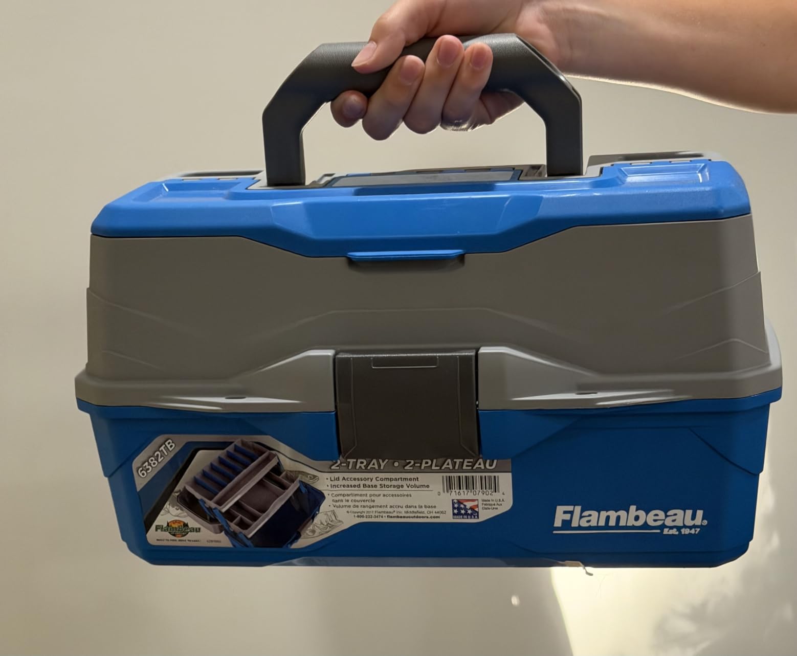 Flambeau Outdoors 6382 2-Tray Tackle Box, 15 Compartments, Blue and Gray | Cantilever 2-tray box, 15 compartments with 6 removable dividers, bulk base storage, Draw Tite latch, medium size customer photo 2