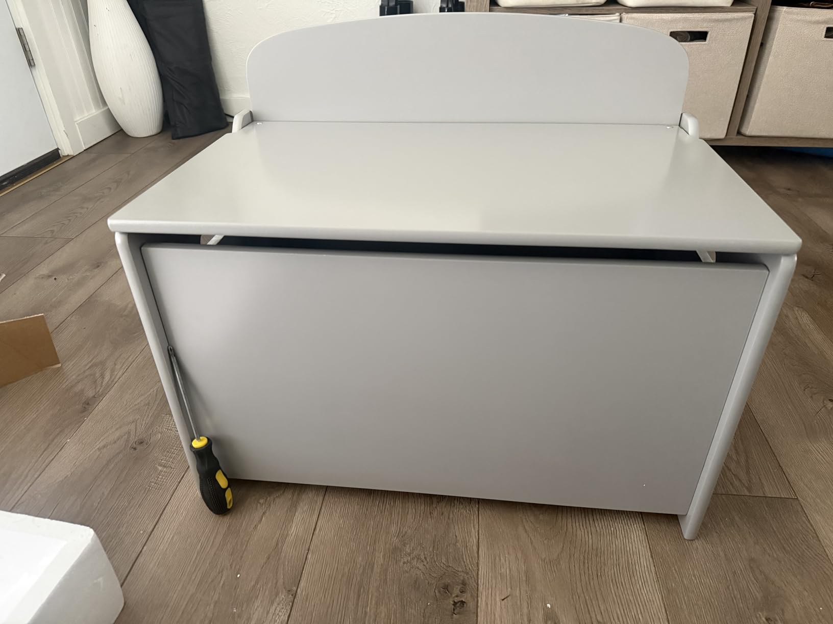 Delta Children MySize Deluxe Toy Box, Grey | Sturdy customer photo 1