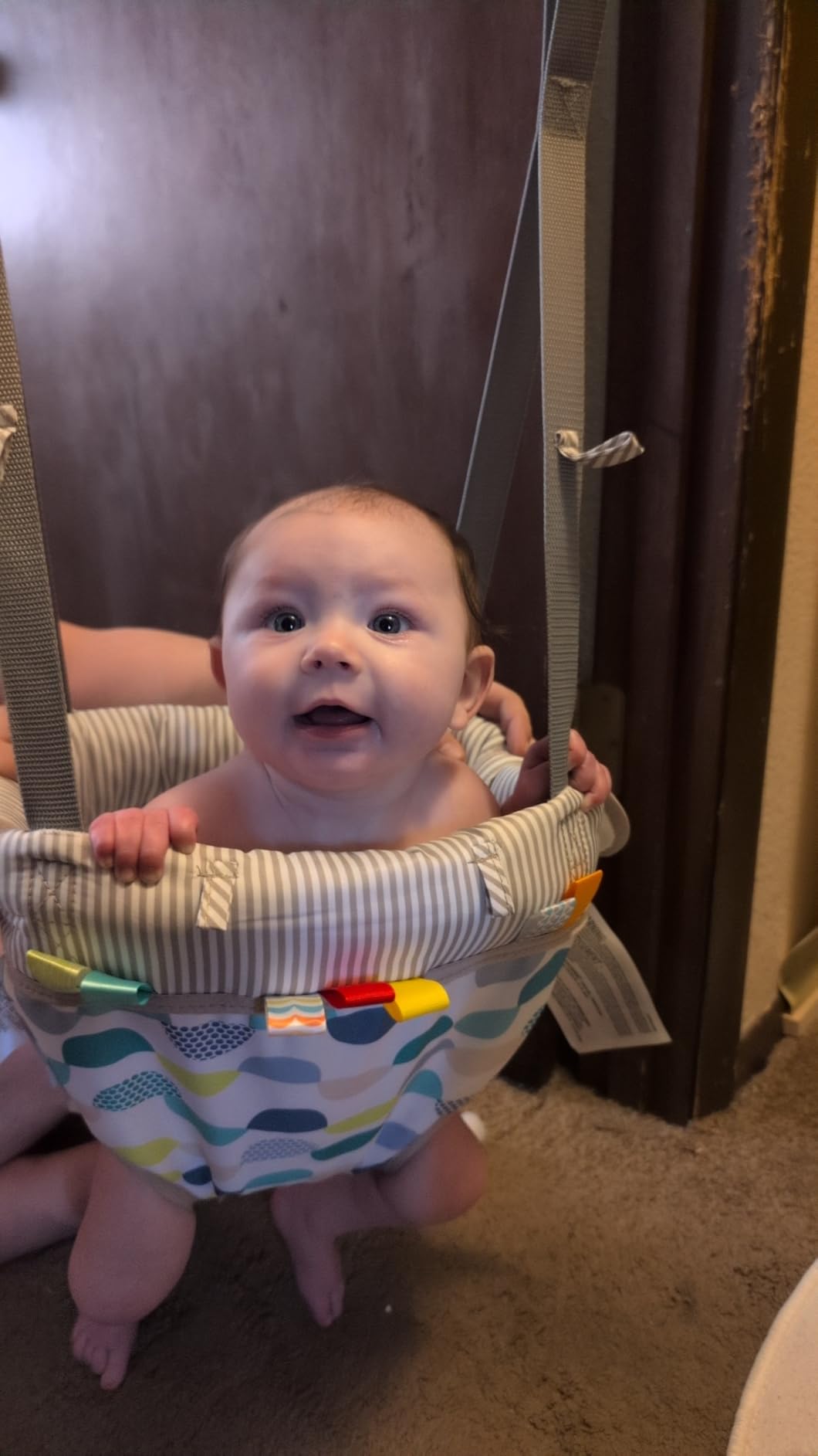 Bright Starts Playful Parade Door Jumper for Baby with Adjustable Strap, 6 Months and Up, Max Weight 26 lbs customer photo 2