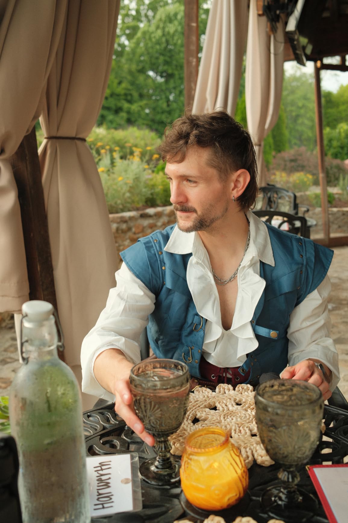 Bbalizko Mens Pirate Shirt Ruffle Victorian Renaissance Medieval Poet Shirt customer photo 1