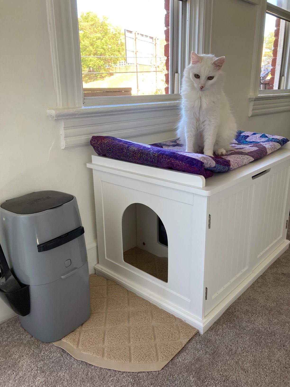 unipaws Cat Litter Box Enclosure Furniture, Hidden Litter Box Cover | Cat Washroom, Cabinet for Large Cat, Dog Proof Cat Litter Boxes, Hideaway Litter Box, Cat House customer photo 1
