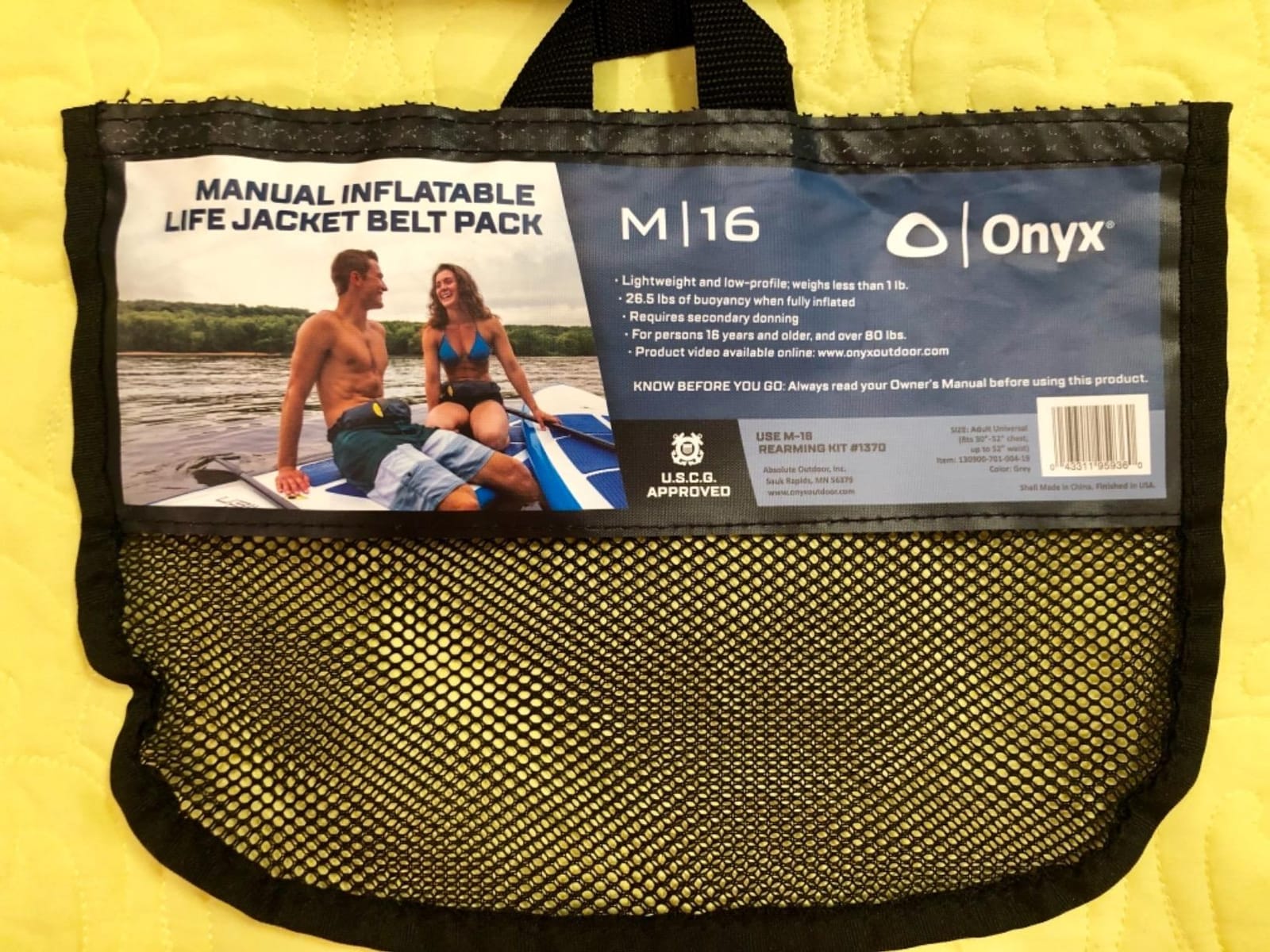 Onyx M-16 Manual Inflatable Belt Pack, U.S. Coast Guard Approved, Low Profile, Compact Design, Approved for Users 16 Years and Older; and Over 80 pounds customer photo 1
