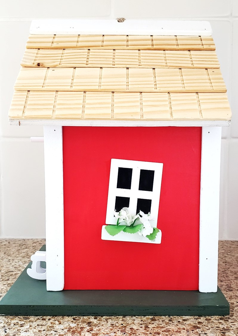 MEWANG Rustic Wooden Bird House for Outside - Hanging Colorful Bird Feeder Cottage, Unique Garden Decor Gift for Hummingbirds, Bluebirds & Wild Birds customer photo 2