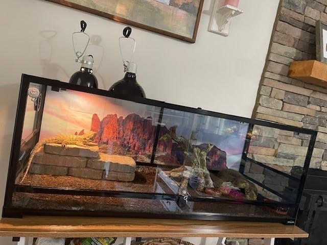 REPTI ZOO 67Gallon Reptile Large Terrarium Upgrade Glass Front Opening Tank Sliding Door with Screen Ventilation Reptile Terrarium About 48