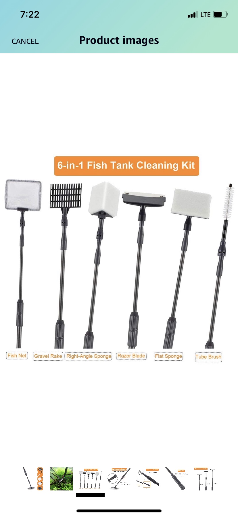 hygger Fish Tank Cleaner 6 in 1 Aquarium Cleaning Tool Kit Al-gae Scraper Scrubber Pad Sponge Tube Brush Gravel Rake Fish Net Telescopic Handle for Saltwater Freshwater customer photo 2
