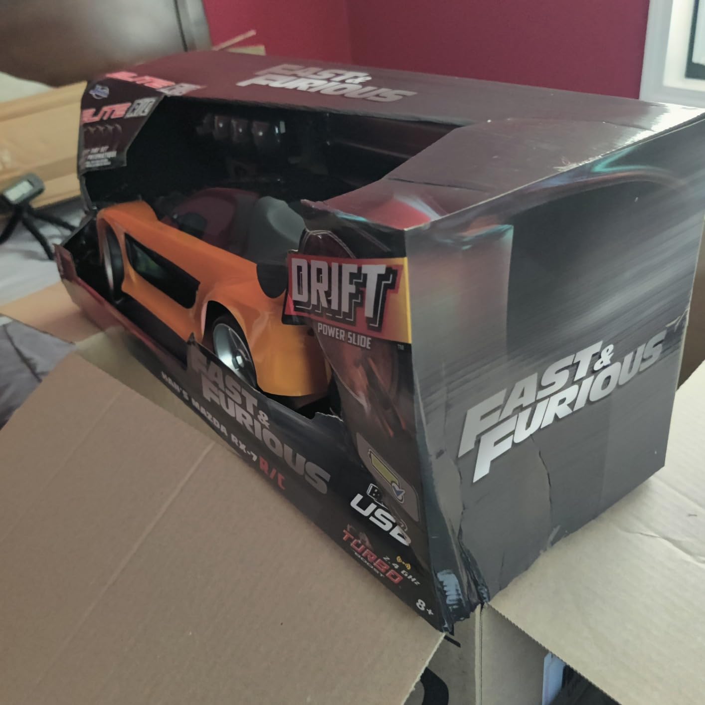 Jada Toys Fast & Furious Han’s Mazda RX-7 Drift RC Car, 1: 10 Scale 2.4Ghz Remote Control Orange & Black, Ready to Run, USB Charging (Standard) (99700) customer photo 1